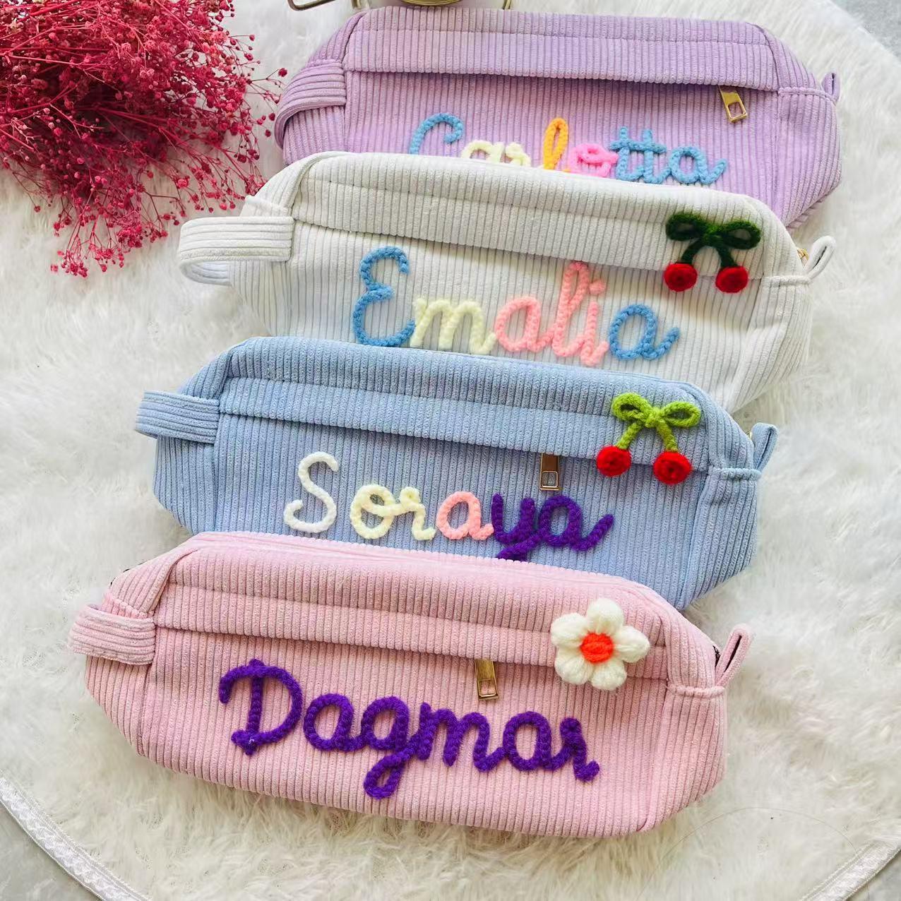 Handmade Embroidered Personalized Name Makeup Bag & Coin Purse