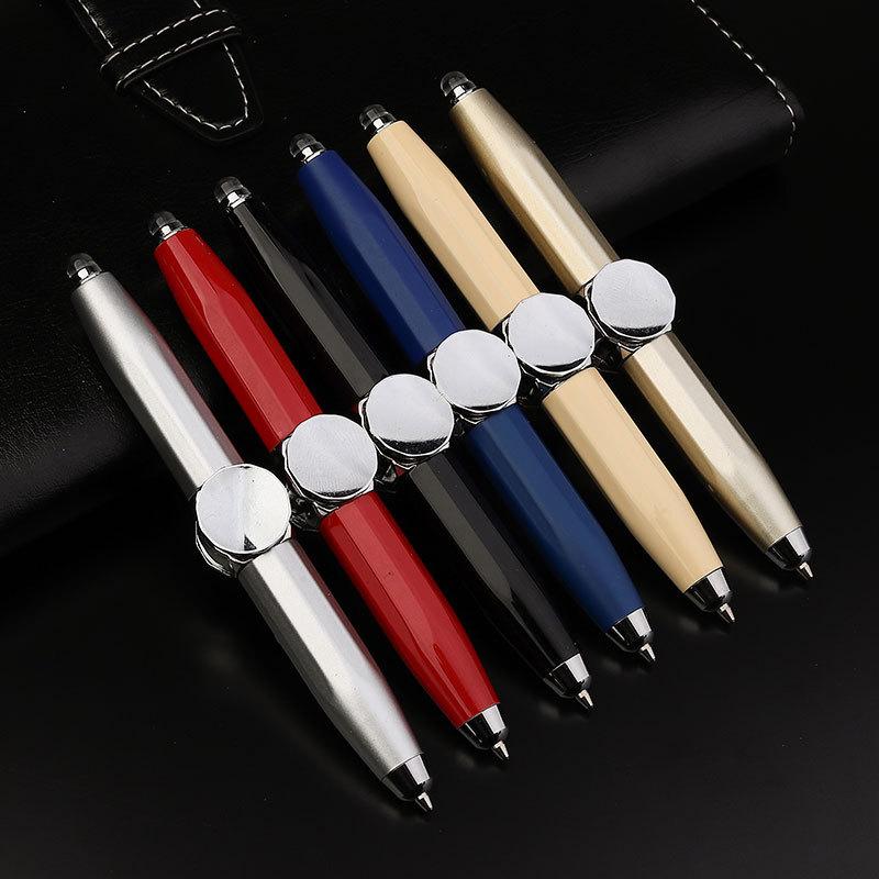 Multifunctional Fidget Spinner Pen – LED Light Stress Relief Metal Ballpoint Toy