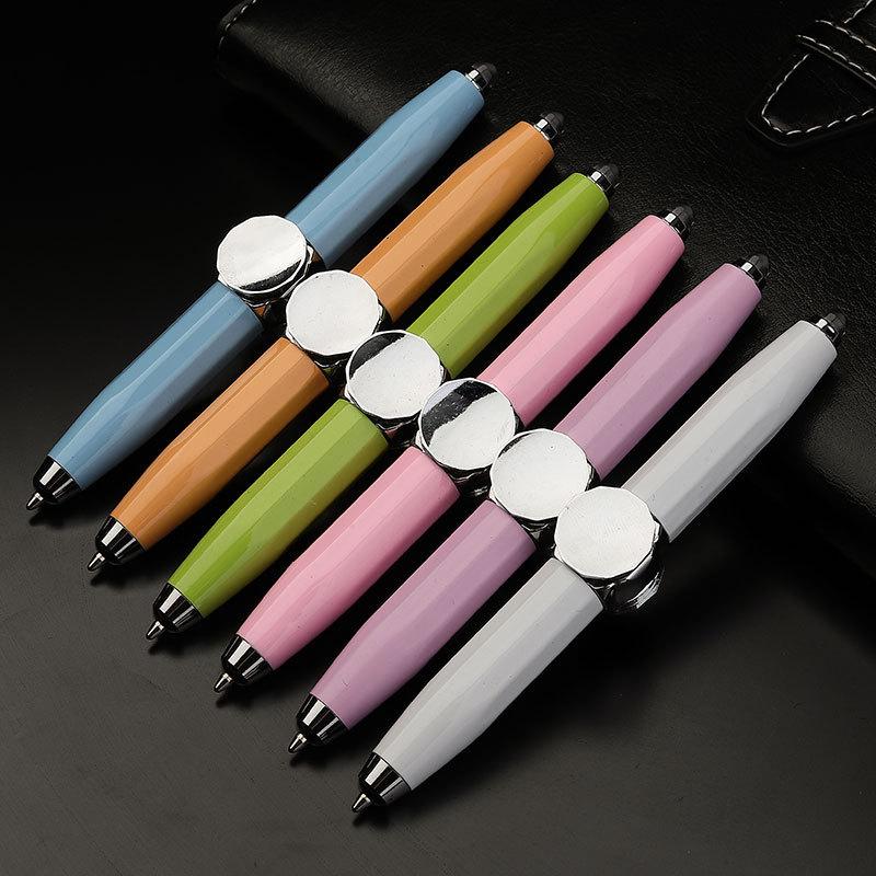 Multifunctional Fidget Spinner Pen – LED Light Stress Relief Metal Ballpoint Toy