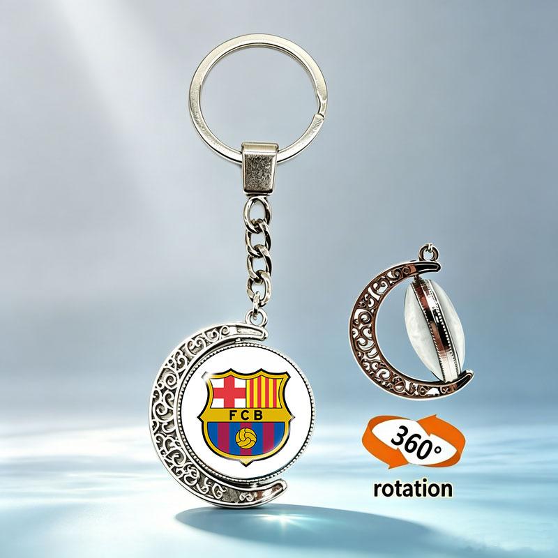 360° Rotating Football Club Keychain Gift for Fans – Premium Metal Key Ring with Engraved Crest Design