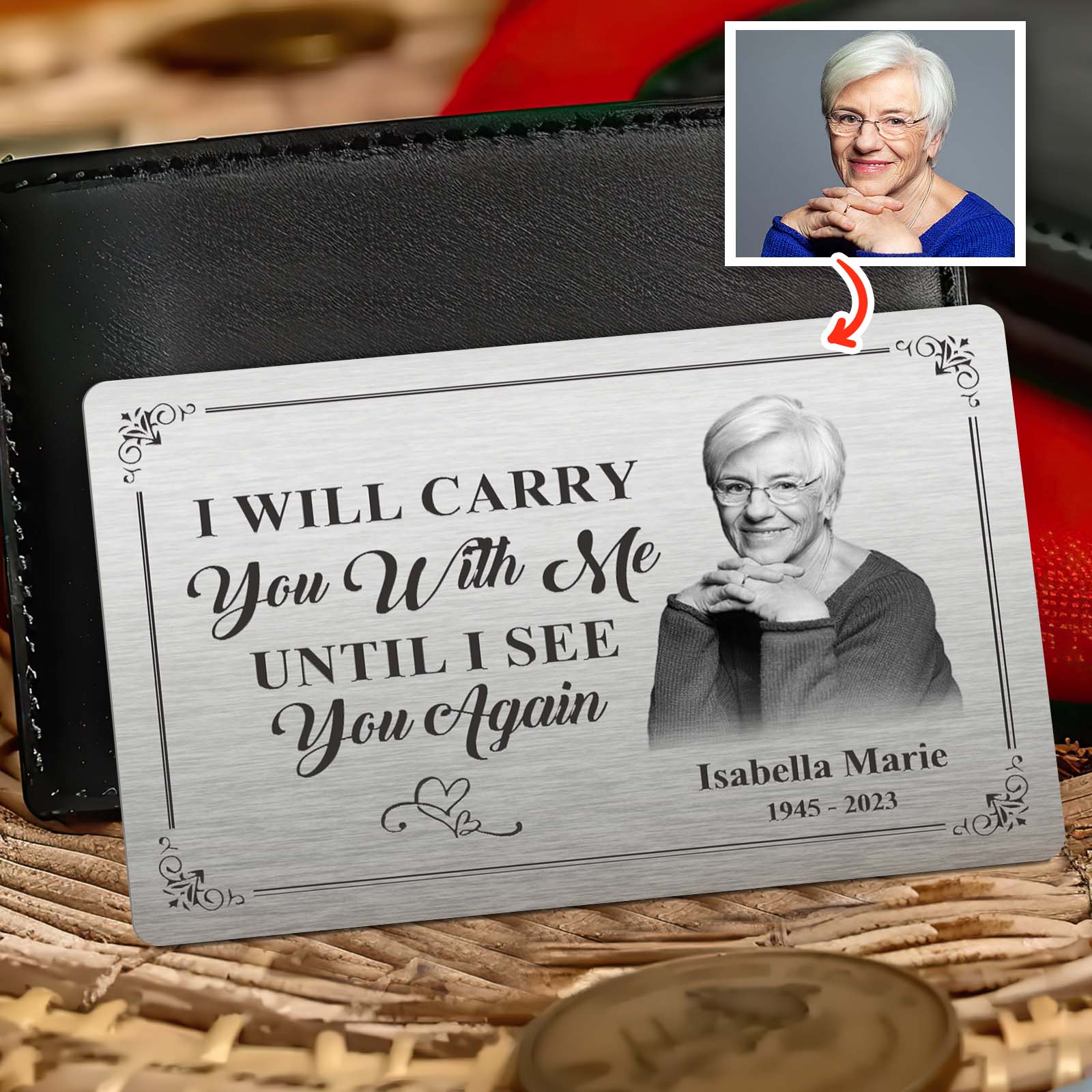 Customized Photo Memorial Wallet Card - I Will Miss You Until I See You
