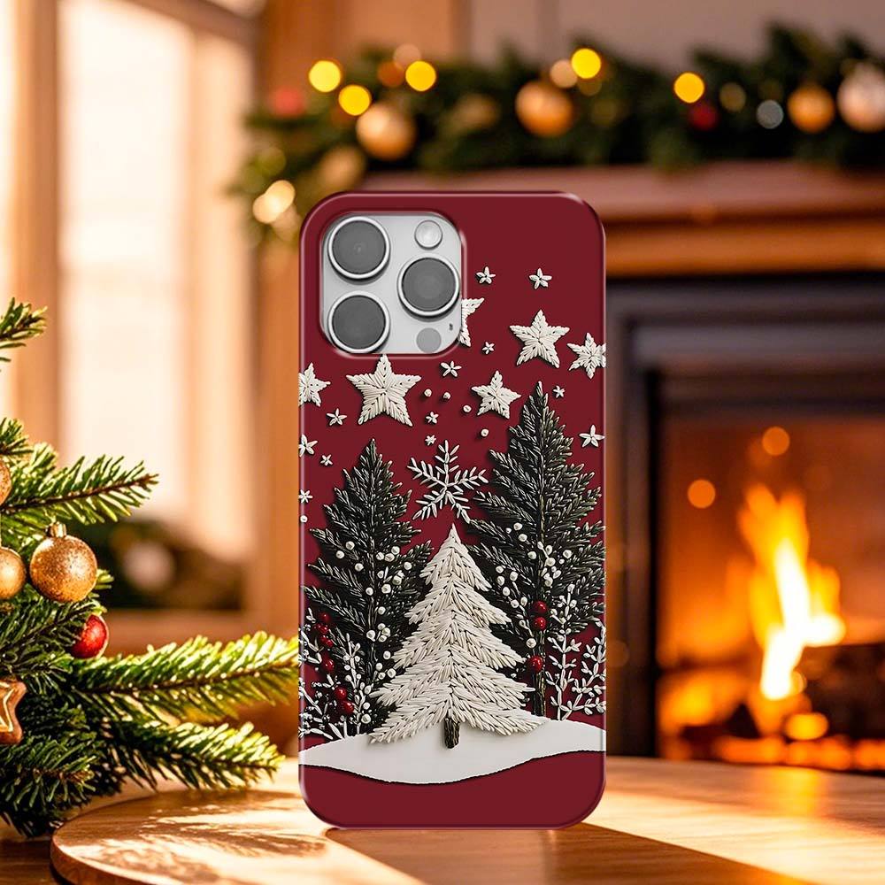 Christmas Tree and Star 3D Winter Phone Case, Festive Holiday Design, iPhone 16, Pixel 9, Samsung S23 Ultra, iPhone 15 Pro Max,MagSafe ps111