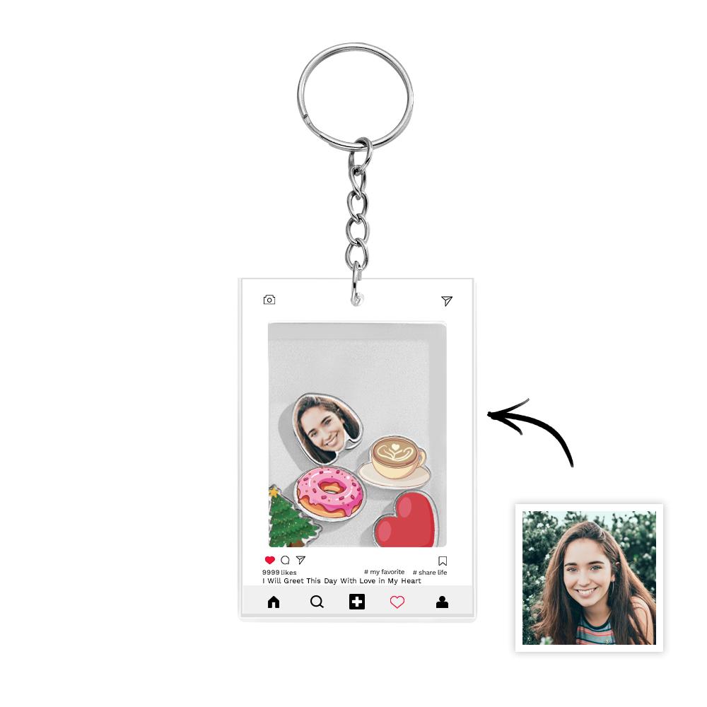 Custom Face Acrylic Keychain Personalized Text