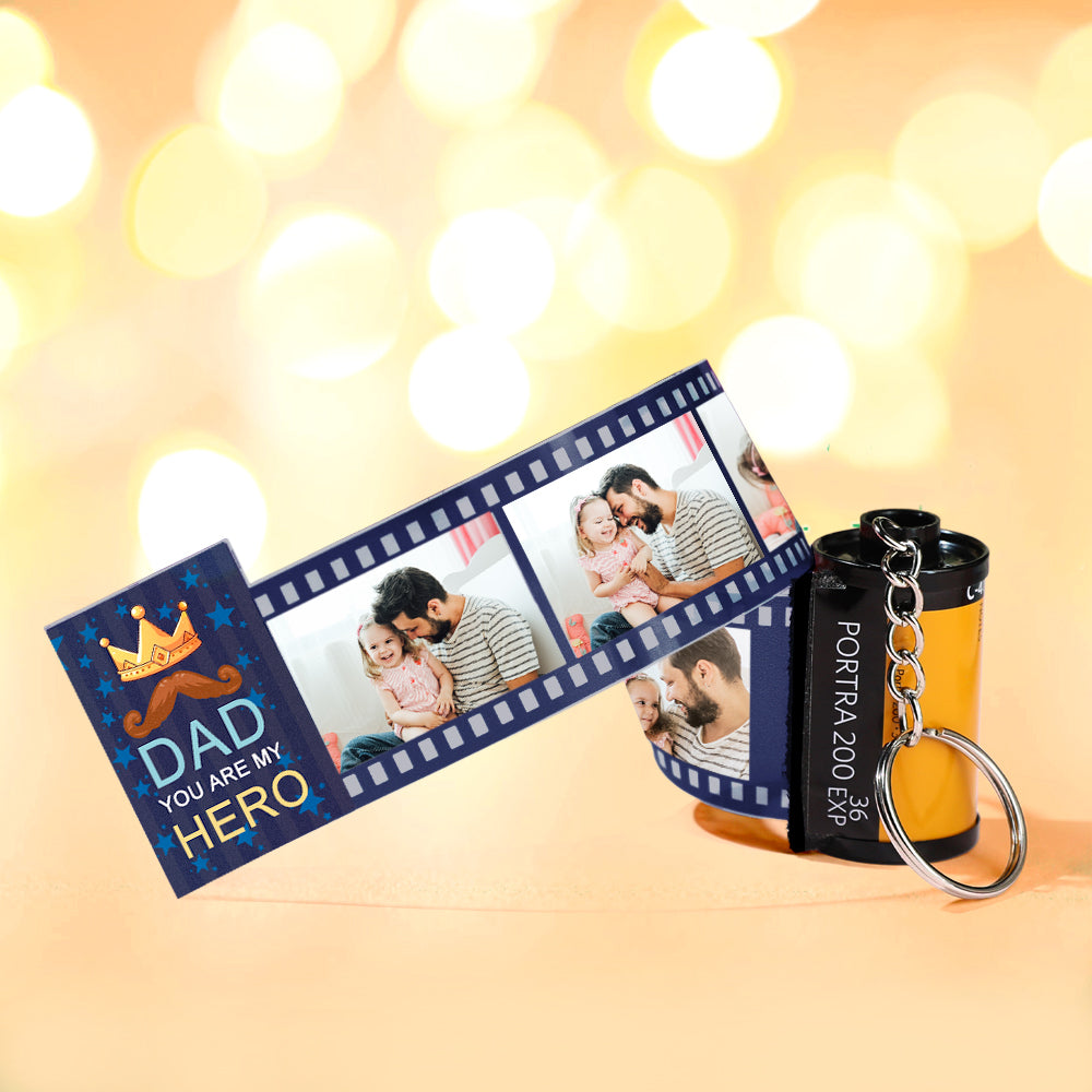 Custom Photo Camera Keychain Dad You Are My Hero Film Roll  Keychain Father's Day Gift -