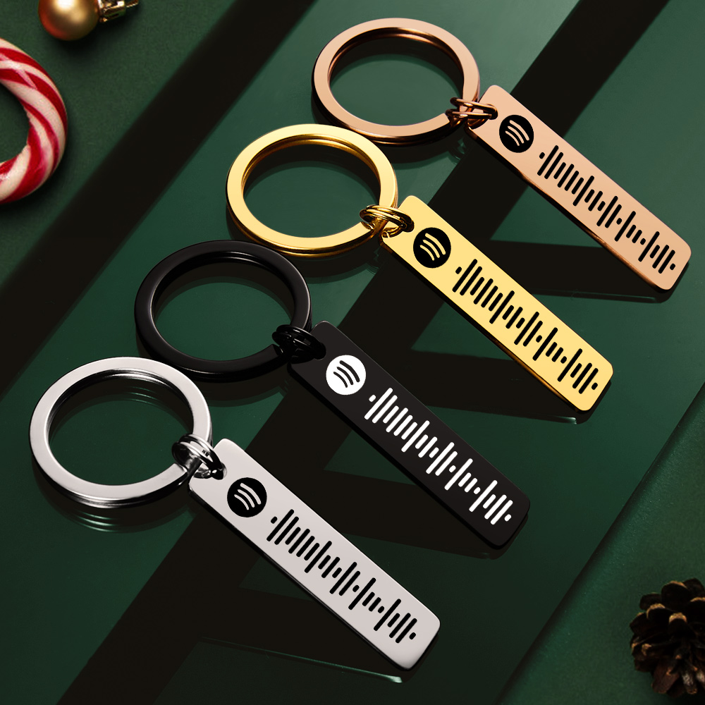 Scannable Spotify Code Keychain Custom Music Song Stainless Steel Keyring Christmas Gift