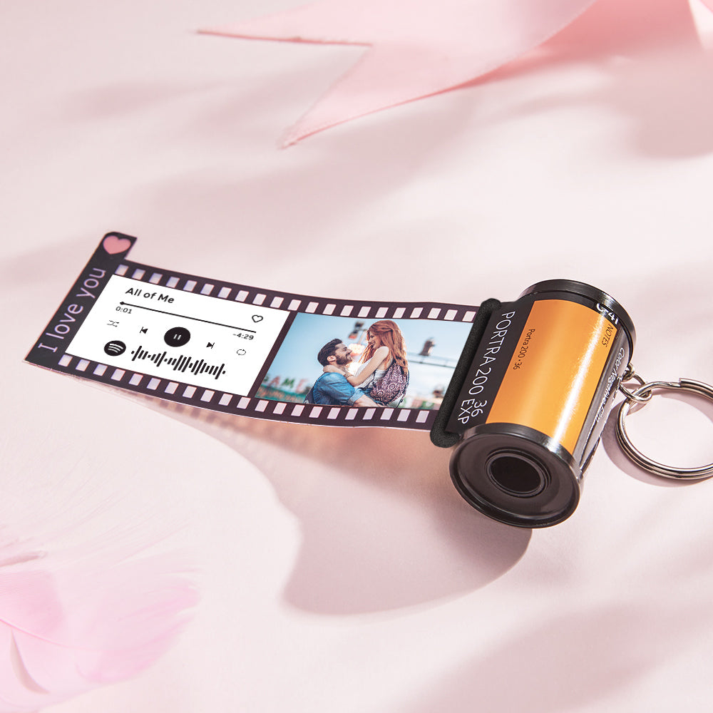 Custom Text For The Film Roll Keychain Personalized Spotify Camera Roll Keychain with Reel Album