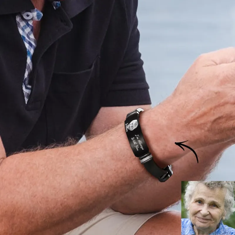 Custom Photo Memorial Bracelet Engraved Men's Bracelet In Memory of Father Gifts