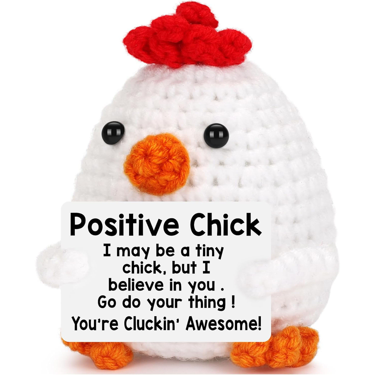 Mini Chicken Positive Crochet Animals Birthday Gifts for Girls Women, College Graduation Gifts for Her Him Teen High School Friend, Cute Stuff Emotional Cheer Up Support Handmade Chick