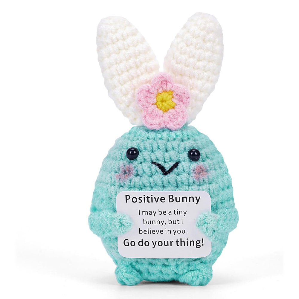 Positive Crochet Animals Bunny - Handmade Emotional Support Positive Bunny