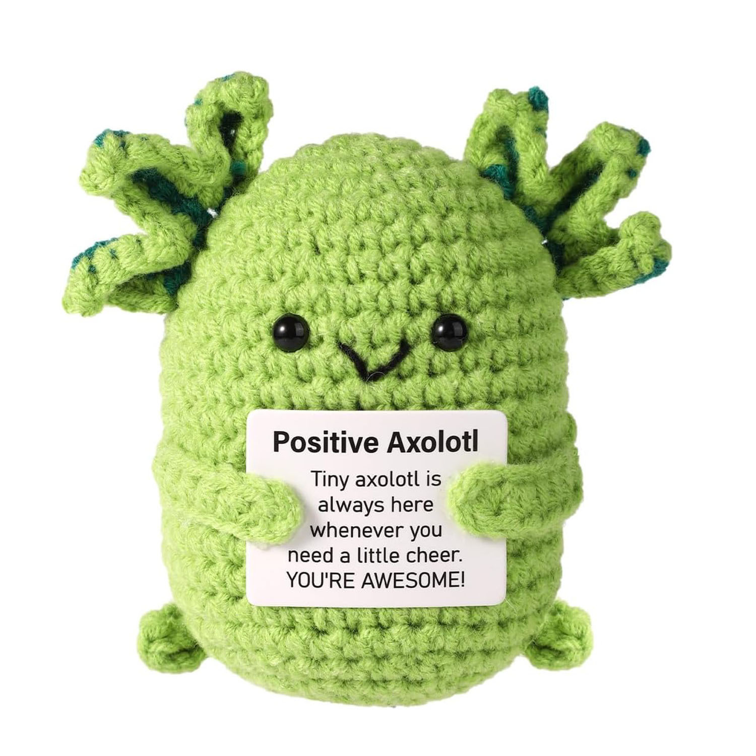 Green Positive Axolotl, Crochet Axolotl Positive Knitted Animal Positive Axolotl Crochet Knitted Wool Doll for Inspirational Crochet Gifts Party Decoration