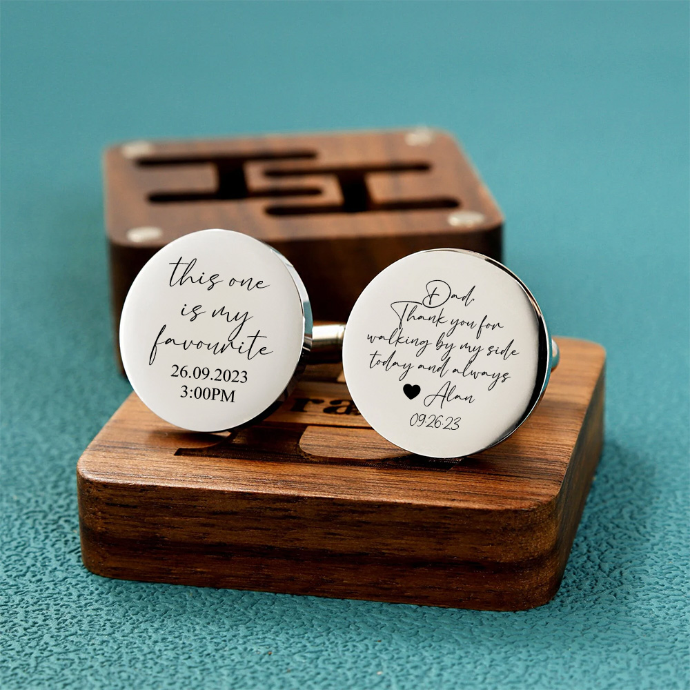 Personalized Father of the Bride gift Cufflinks, Custom Wedding Day Gifts, Father's Day gift, Thank you Wedding Gift, Gifts from Bride