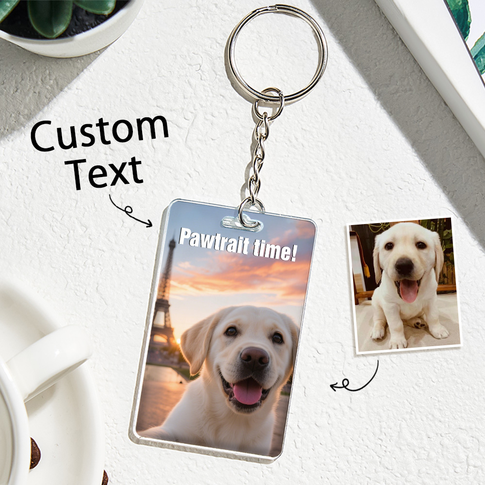 Personalized Pet Selfie Funny Dog and Cat Photo Acrylic Keychain