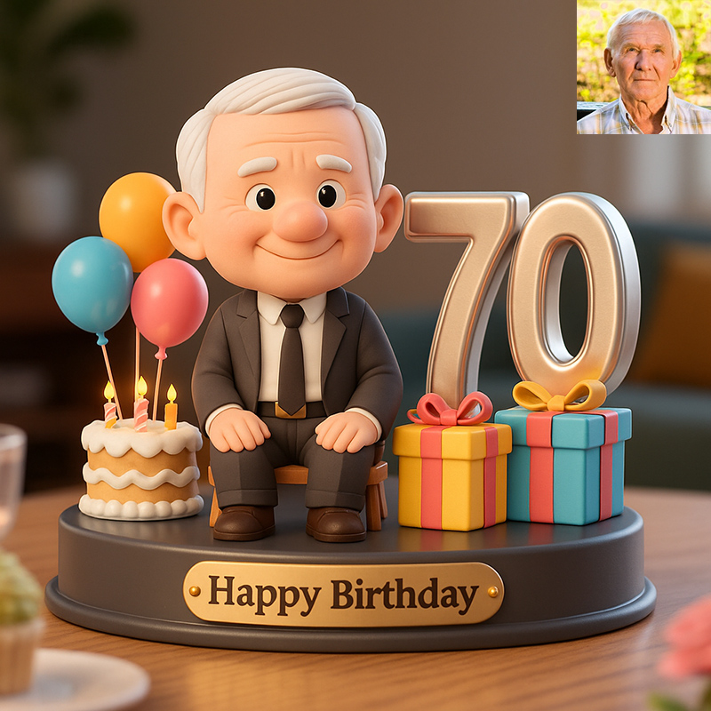 Birthday Gifts for Him Custom Photo Cartoon Birthday Themed Acrylic Figurines 2D Look 3D Pop - 