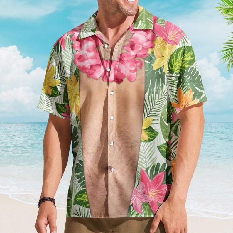 Funny Abs Aloha Tropical Flowers Hawaiian Shirt, Summer Men Beach Shirt, Six-pack Abs Hawaiian Shirt, Gift For Men, Dad, Funny Beach Shirt - 