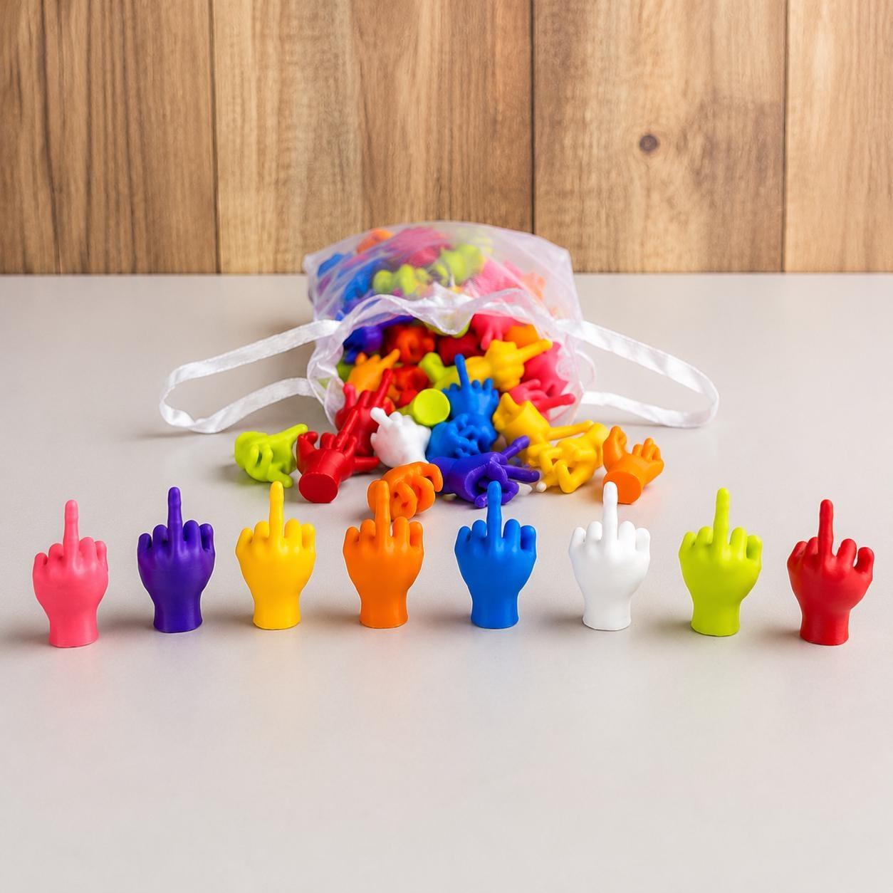 Mini Middle Fingers, Funny Gag Gift, Novelty Party Favor, Breakup Gift, Desk Decor, Bold Colors - 