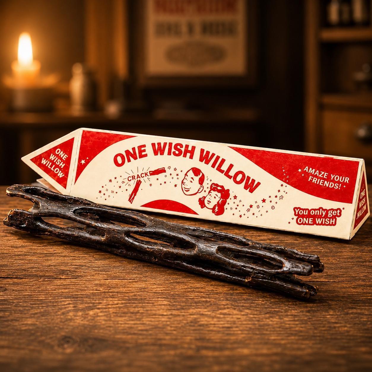 One Wish Willow Prop Replica Collectible with Retro Triangle Box, Cursed Wishing Stick, Fan Gift - 