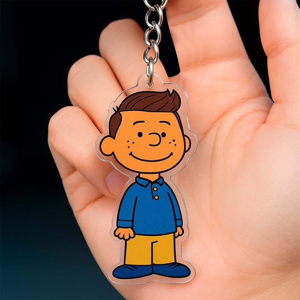 Custom Peanuts Style Portrait From Photo Keychain