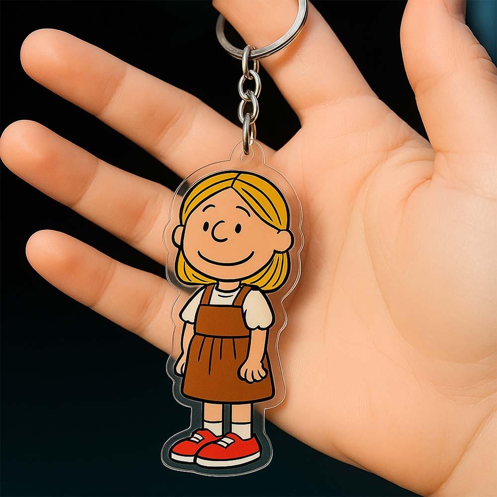 Custom Peanuts Style Portrait From Photo Keychain