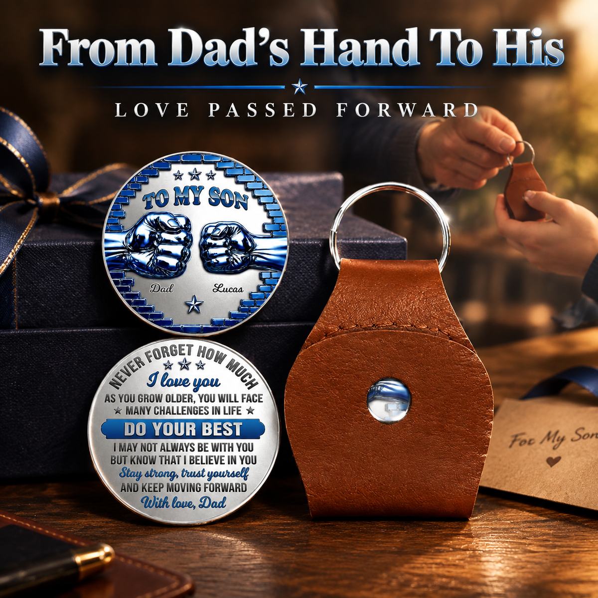 Personalized Custom Pocket Hug To My Son I Believe In You Hug Token Gift for Lover