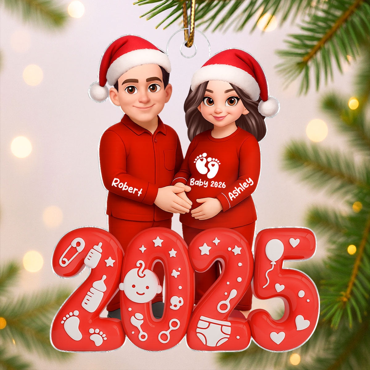 2025 Expecting Parents - Personalized Acrylic Ornament - Christmas Gift for Expecting Parents
