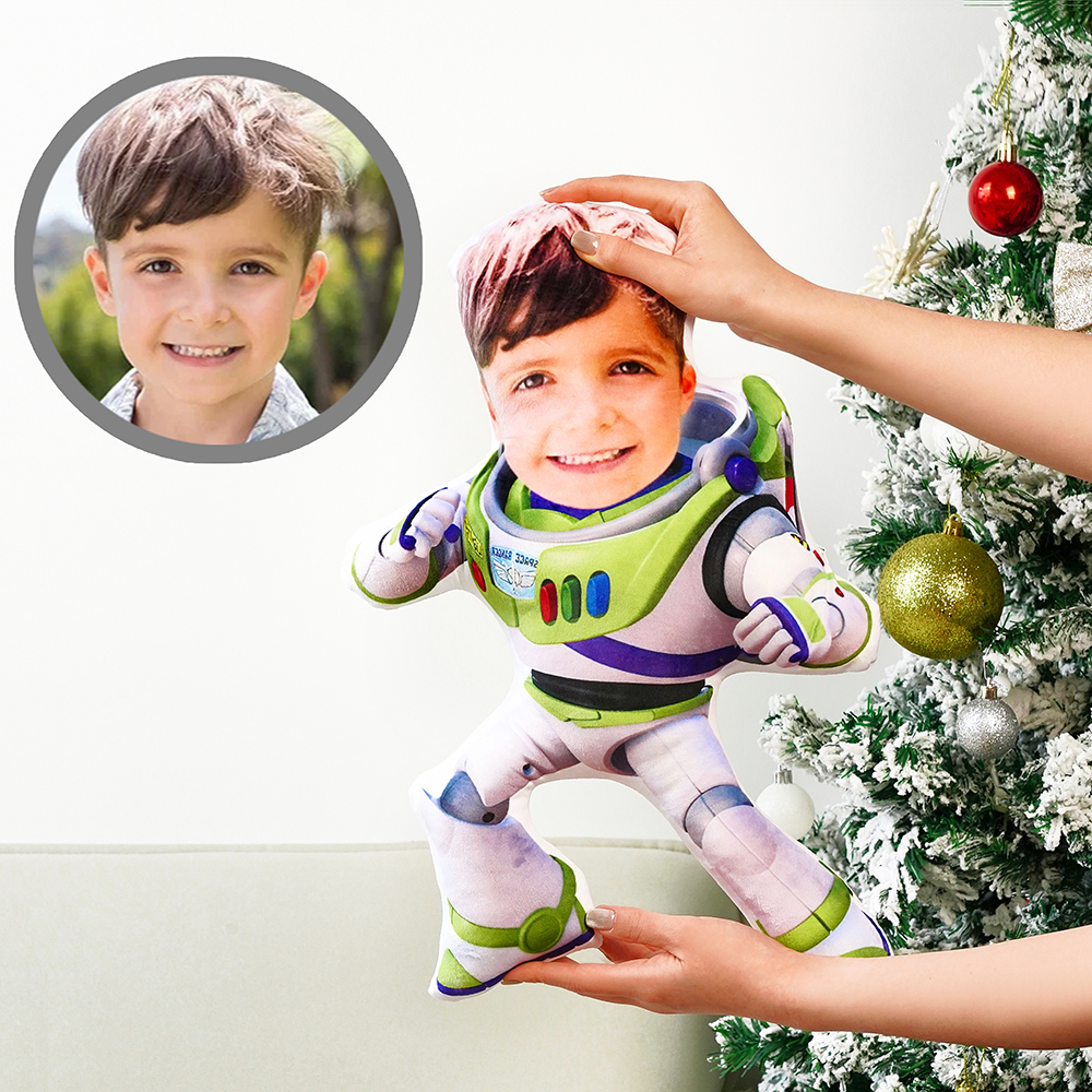 Custom Face Pillow Personalized Photo Pillow Buzz Lightyear Fighting MiniMe Pillow Gifts for Kids