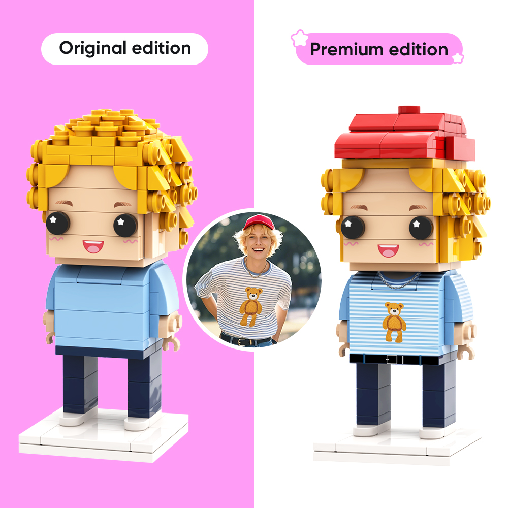 Full Body Customizable 1 Person Custom Brick Figure Upgraded Version Small Particle Block Toy Men's Plaid Shirt
