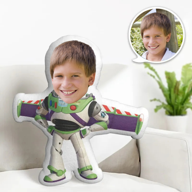 Custom Face Pillow Personalized Photo Pillow Aircraft Buzz Lightyear MiniMe Pillow Gifts for Him
