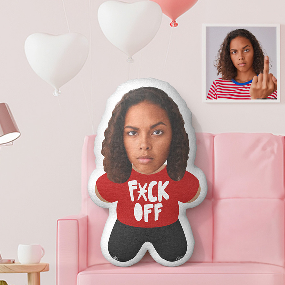 Custom Minime Throw Pillow F*K OFF Personalized Photo Minime Pillow - 