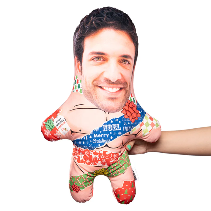 Christmas Wrapped Up Boyfriend Custom Face Photo Pillow Xmas MiniMe Pillow Christmas Gift