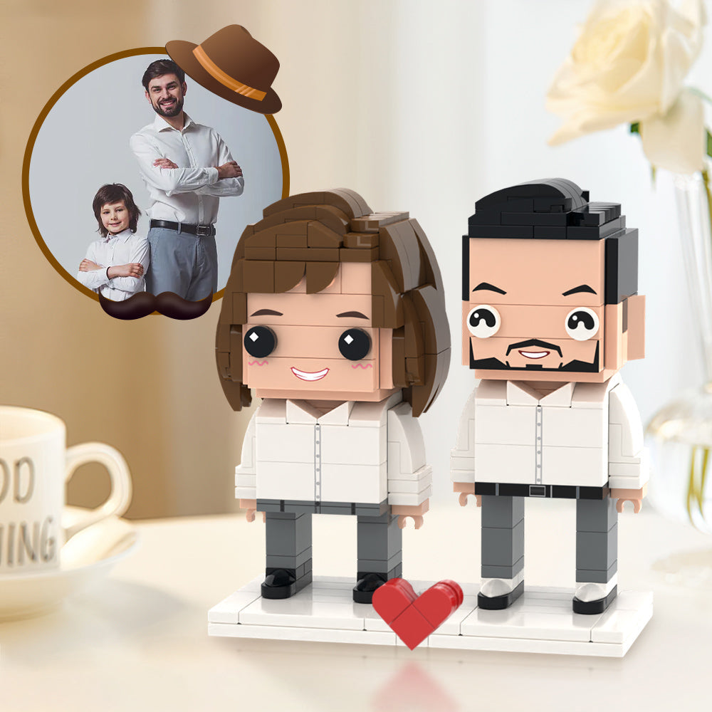 Surprise Gifts for Father Full Custom 2 People Brick Figures Custom Brick Figures Small Particle Block Toy - 