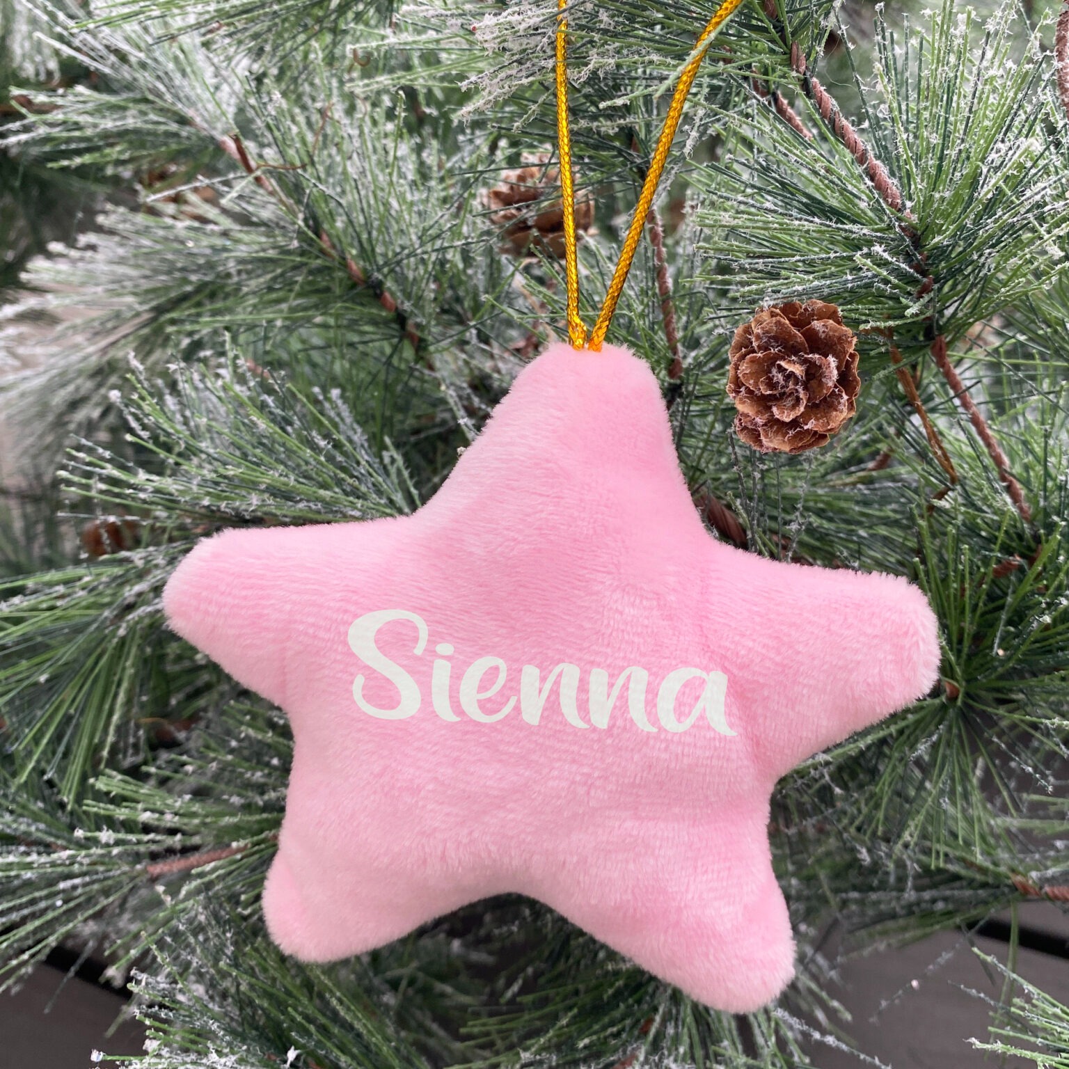 Personalised Name Hanging Christmas Star Decoration - 