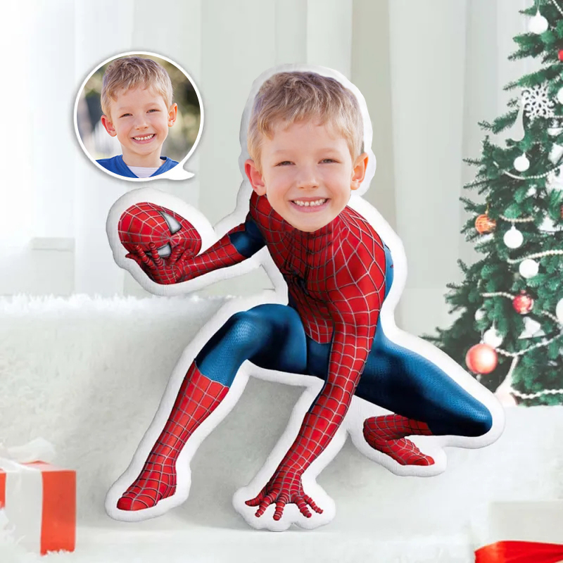 Christmas Gifts Spiderman Custom My Face Photo Minime Doll Unique Personalized Superhero Throw Pillow Gifts for Him