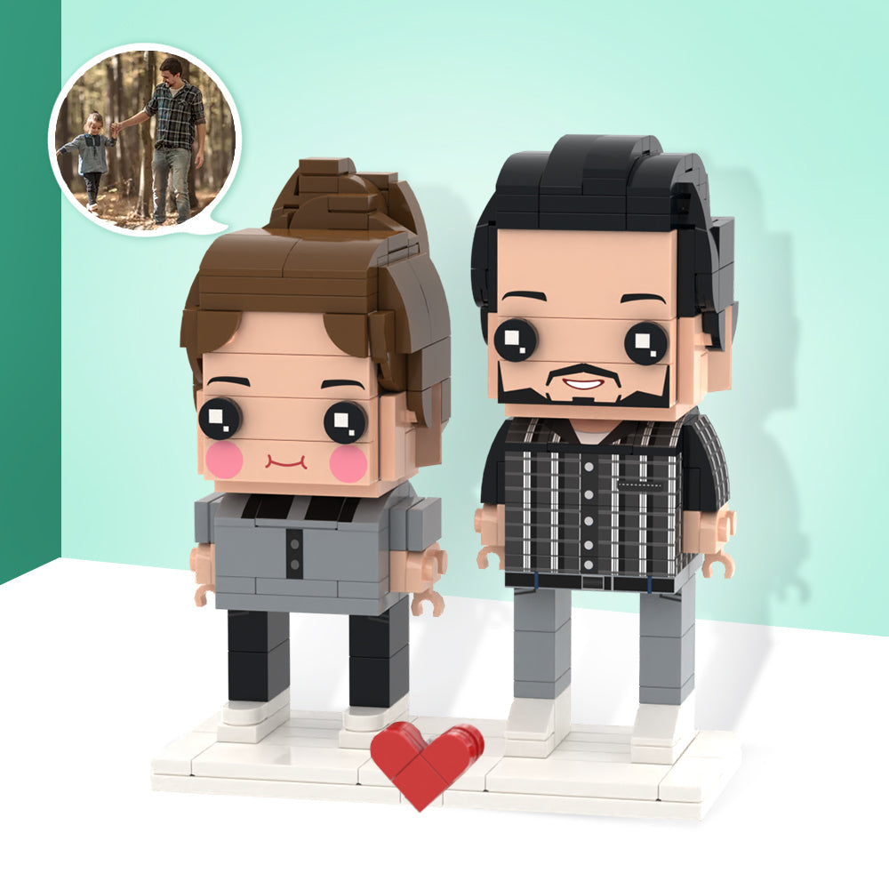 Father and Daughter Brick Figures Customizable Fully Body 2 People Custom Brick Figures - 