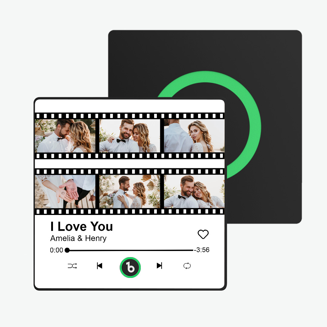 Custom Album Music Fridge Magnets Personalized Movie Style Photo Magnet for Refrigerator Can Play Song Customizable Pictures Magnets Memory Song Magnet Wedding Gift for Valentine's Day -