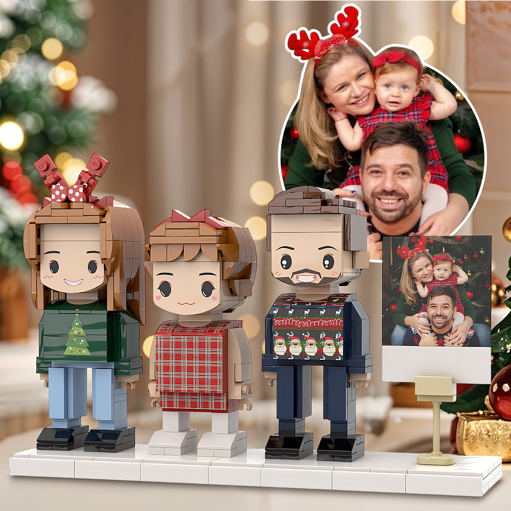 Gifts for Family Full Body Customizable 3 People Custom Brick Figures Universal Interlocking Plastic Toy Perfect For Christmas Gift Exchange Themes - 