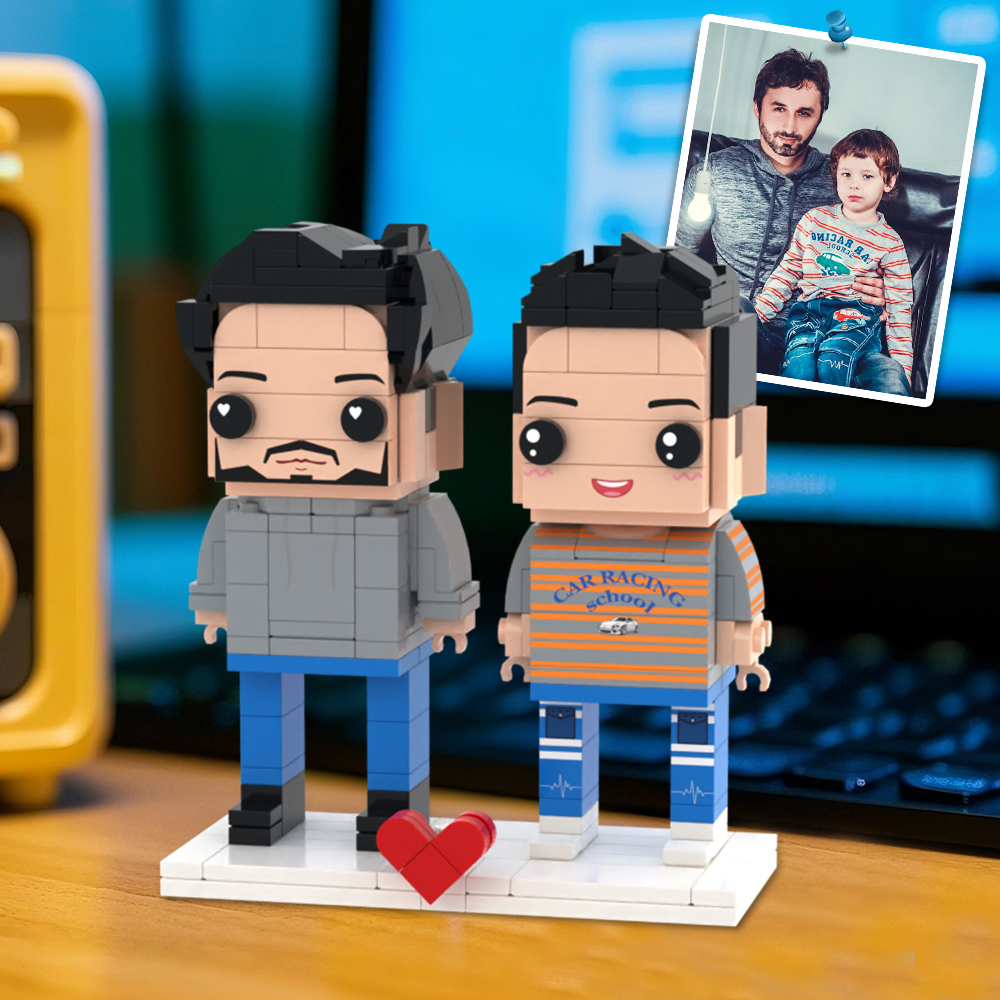 Full Body Custom Brick Figures for Dad and Son Special Edition Father's Day Gift - 