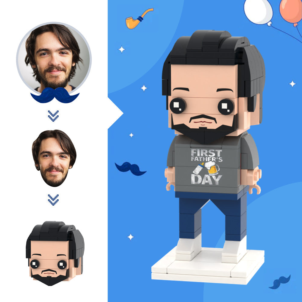 First Father's Day Gifts Custom Head Brick Figures Father's Day Brick Figures Small Particle Block Toy - 