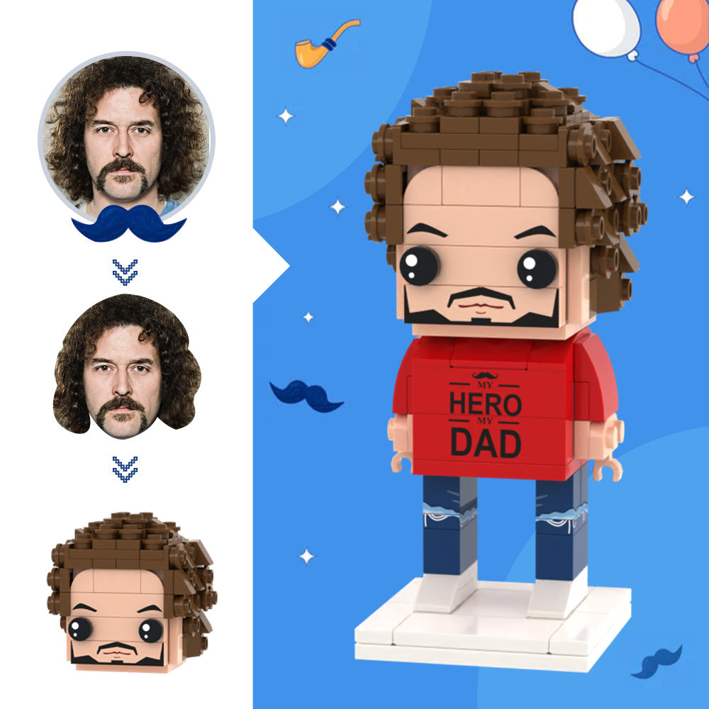 Gifts for Dad Custom Head Brick Figures My Hero Dad Brick Figures Small Particle Block Toy - 