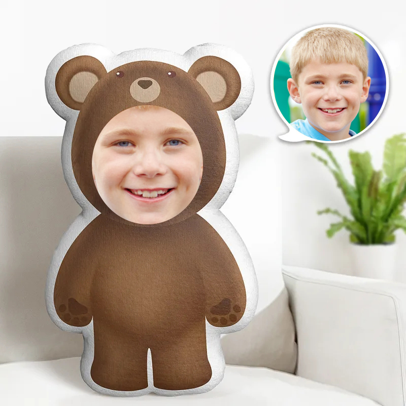 Bear Baby Minime Teddy Pillow Custom Face Personalized Photo Minime Doll