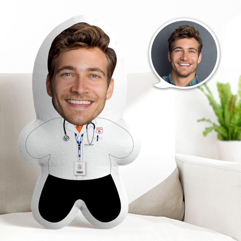 Custom Face Doctor Pillow Personalized Photo Minime Pillow Gift For Doctor - 