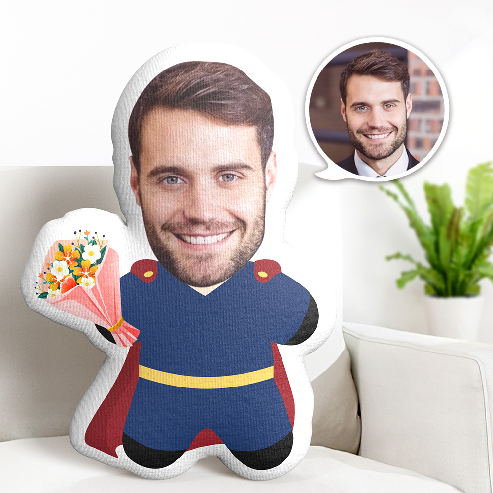 Custom Minime Photo Throw Pillow  Personalized Face Pillow Flowers to Superman Pillow Gifts Valentine's Day Gifts