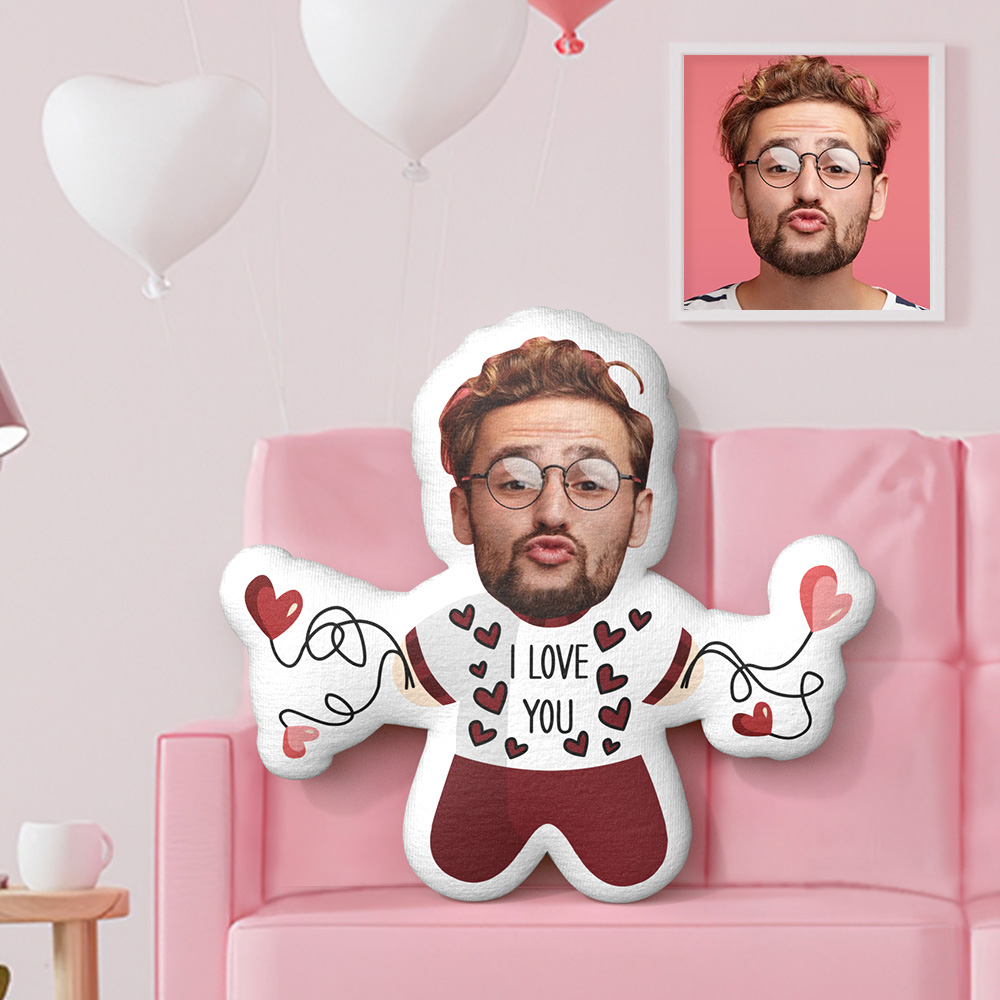 Custom Minime Photo Throw Pillow  Personalized Face Pillow Heart Shaped Balloon Pillow Gifts Valentine's Day Gifts