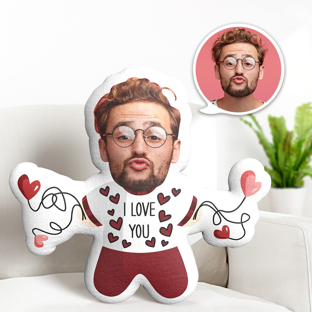 Custom Minime Photo Throw Pillow  Personalized Face Pillow Heart Shaped Balloon Pillow Gifts Valentine's Day Gifts