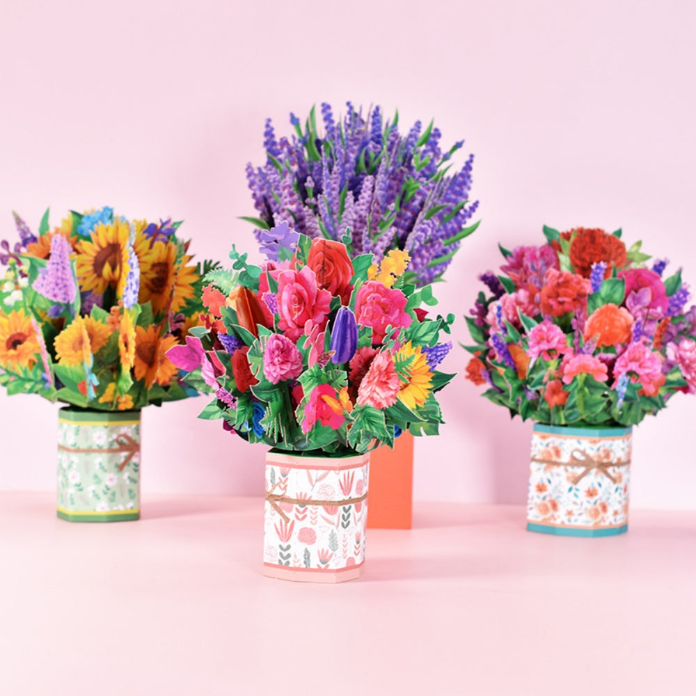 Flower Bouquet Card 3D Greeting Card Mother's Day Gifts for Mum - 