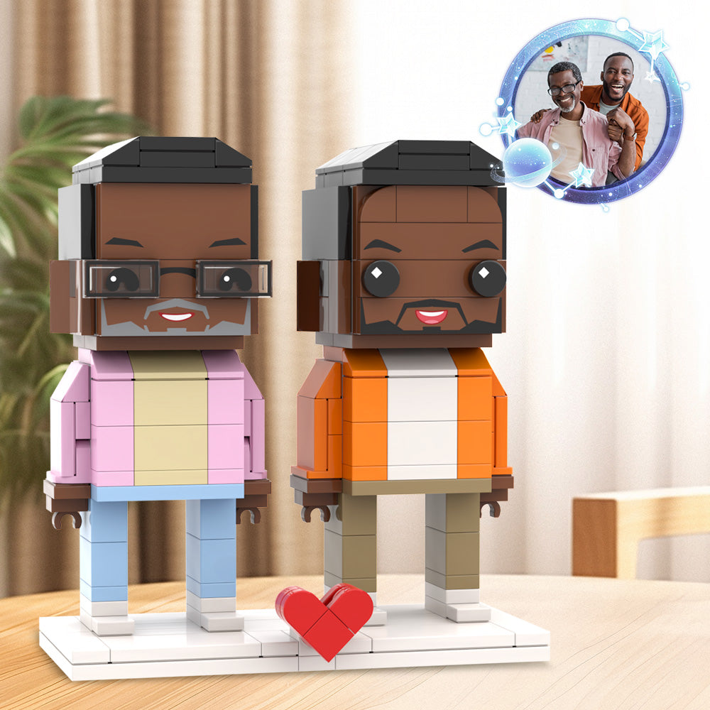 Fully Body Customizable Father's Day Custom Brick Figures For Dad 2 People Custom Brick Figures For Daddy On Father's Day - 