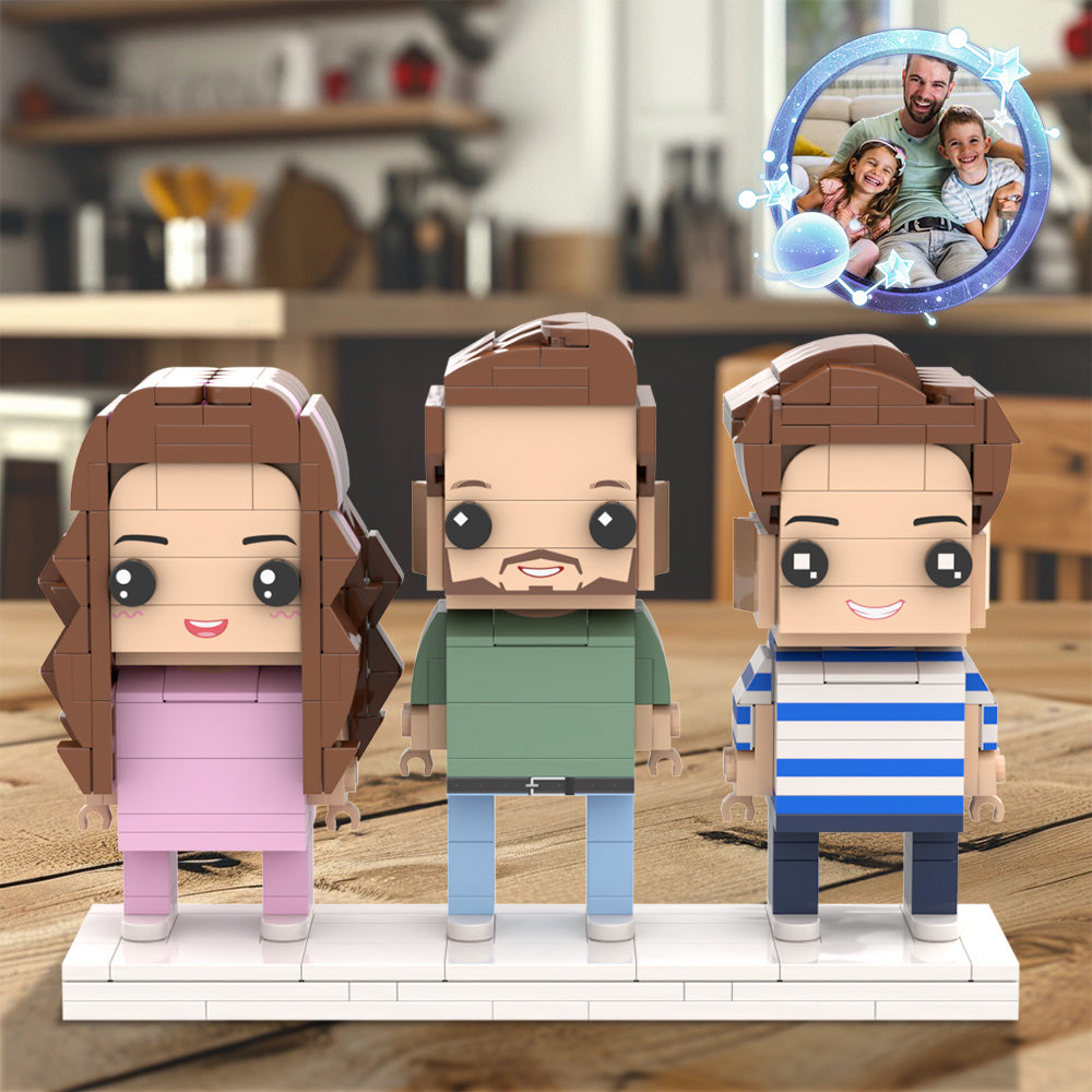 Gift For Dad Fully Body Customizable Father's Day Custom Brick Figures For Dad 3 People Custom Brick Figures For Daddy On Father's Day - 