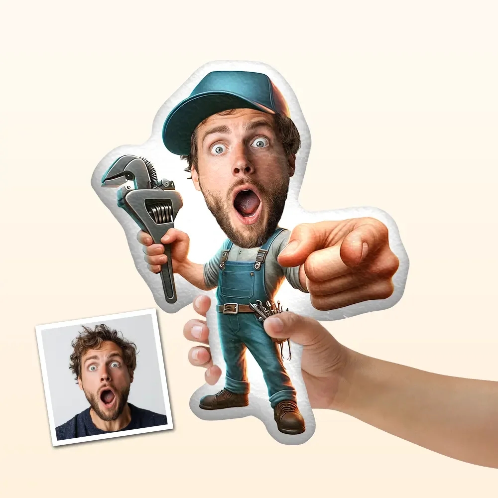 Valentine's Day Gifts Custom Photo Face Pillow, Repairman Valentine'S Day Gift For Him Face Pillow, Face Picture Pillow Doll Face Body Pillow Personalized Doll - 