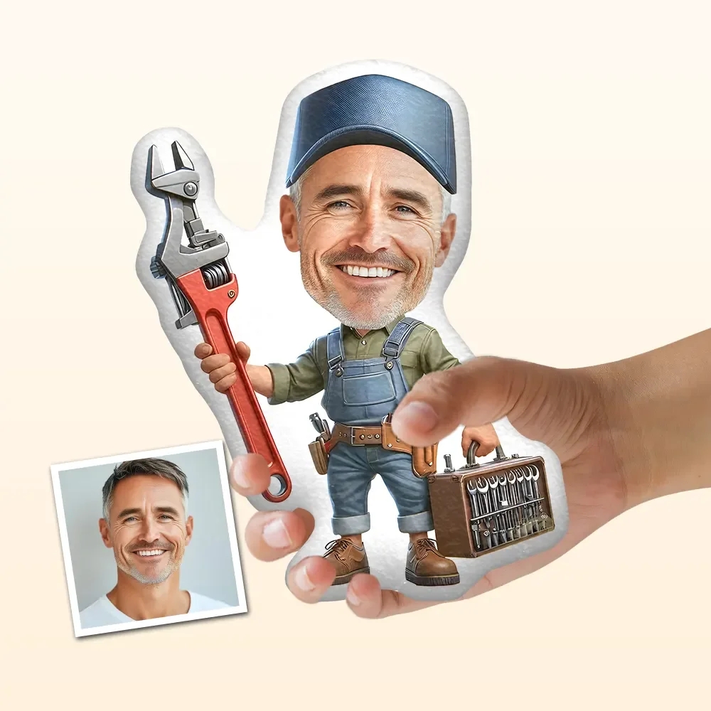 Valentine's Day Gifts Custom Photo Face Pillow, Repairman Valentine'S Day Gift For Him Face Pillow, Face Picture Pillow Doll Face Body Pillow Personalized Doll - 