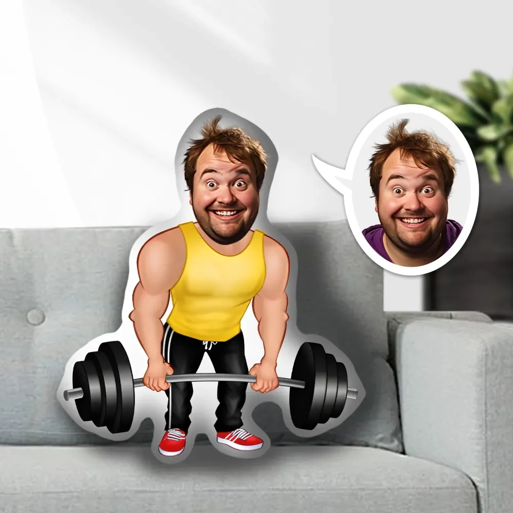 Custom Photo Face Pillow, Fitness Man Face Pillow, Face Picture Pillow Doll Face Body Pillow Personalized Doll - 