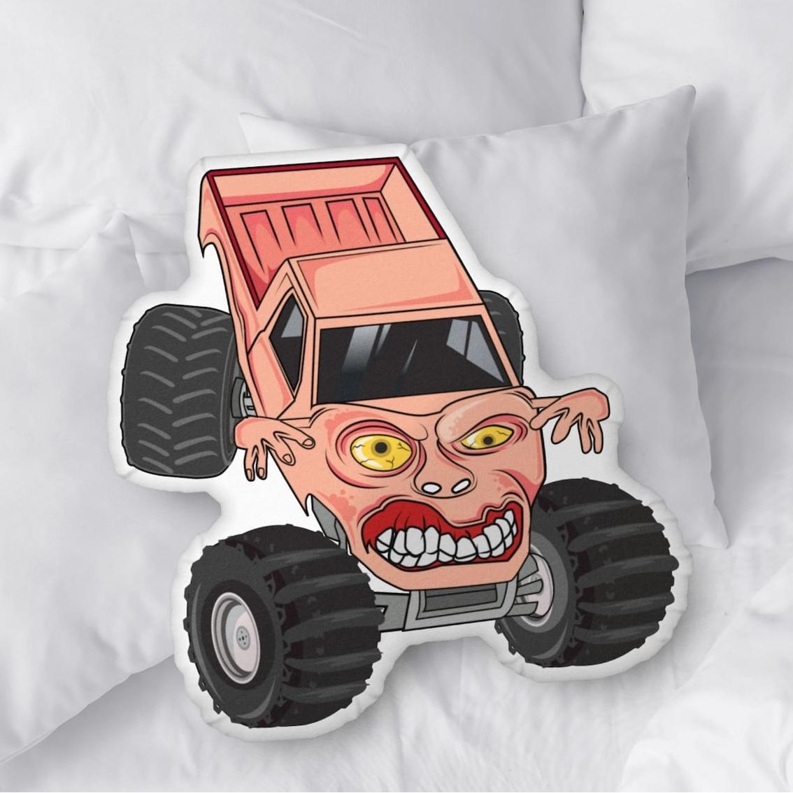 Monster Truck Shaped Pillow, Monster Truck Decorative Pillow, Kids Throw Pillow, Boys Room Decor